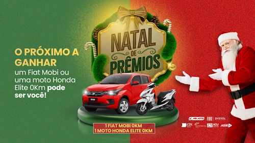 Natal de Prêmios: Cliente já podem concorrer a um Fiat Mobi 0km e uma moto Honda Elite 0km