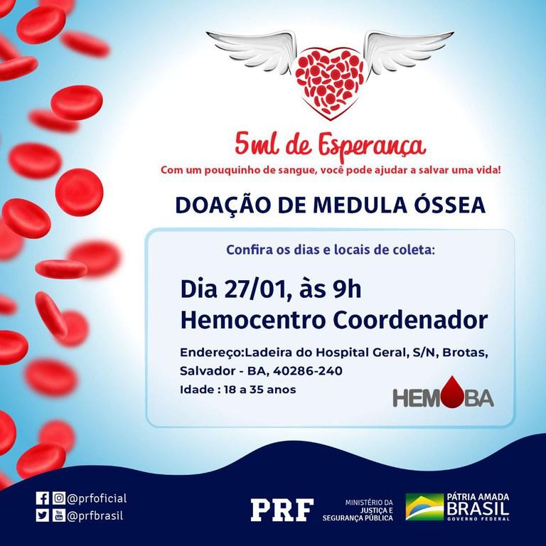 PRF na Bahia e HEMOBA realizam campanha de doação de medula óssea
