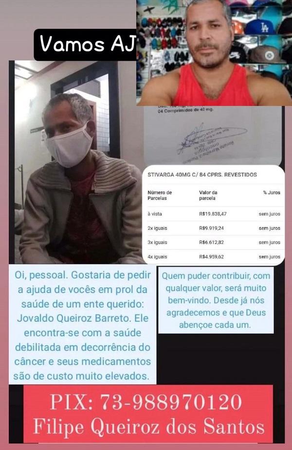 Familiares e amigos de comerciante com grave enfermidade fazem campanha de doações para aquisição de remédios