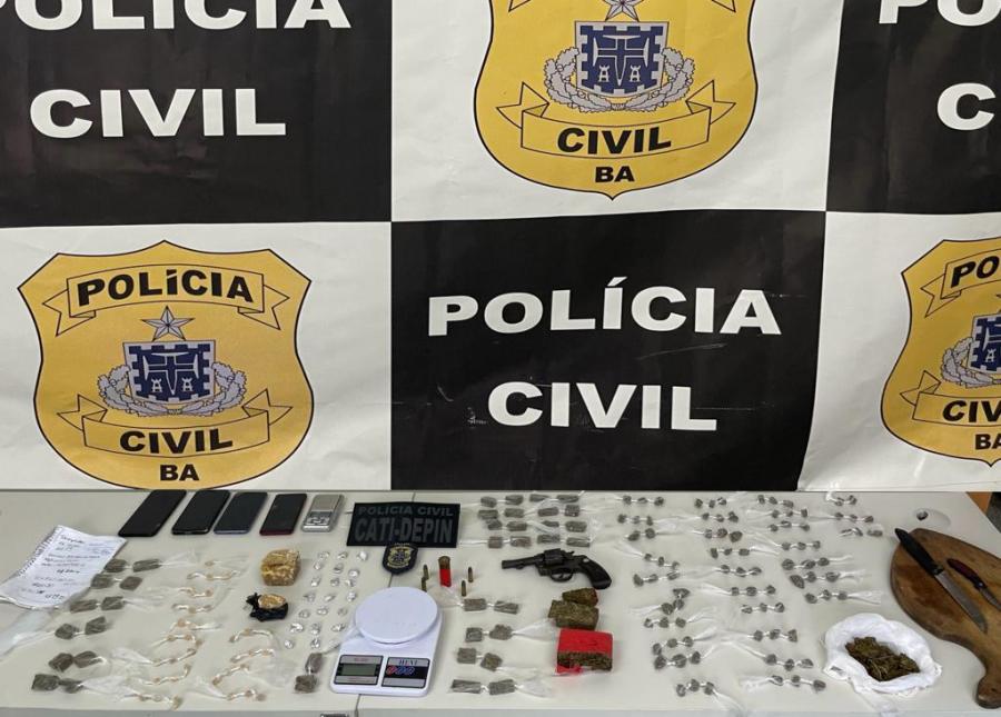 Policia Civil de Itagibá prende acusado de tráfico, armas e drogas